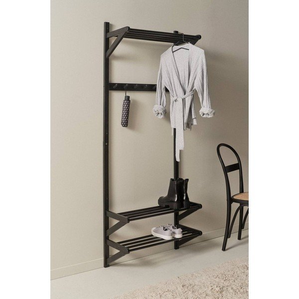 Fekete borovi fenyő előszoba bútor 75x190x32 cm Cole – Jotex-image-1