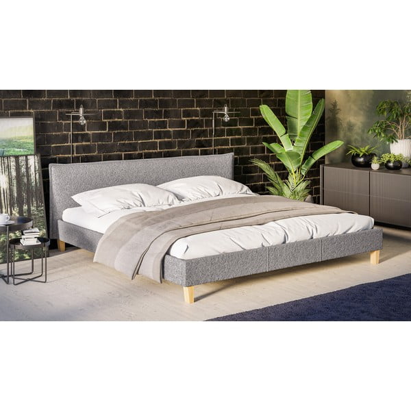 Szürke kárpitozott franciaágy ágyráccsal 200x200 cm Tina – Ropez-image-2