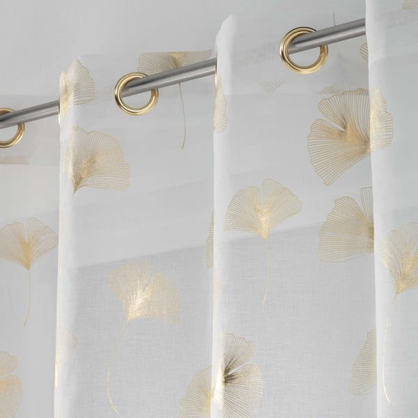 Fehér-aranyszínű átlátszó függöny 140x240 cm Ginkgold – douceur d'intérieur-image-1