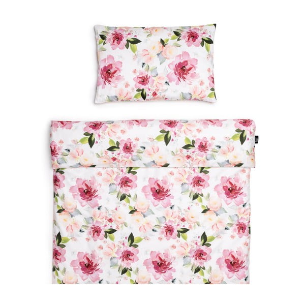 Pamut gyerek ágyneműhuzat kiságyba 135x100 cm Watercolor Flowers - ESECO-image-1