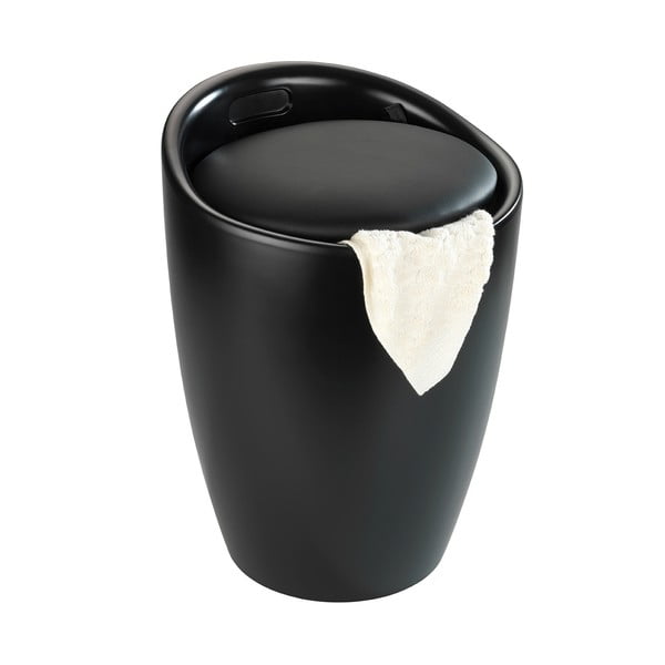 Candy fekete fürdőszobai ülőke, kivehető szennyestartó résszel - Wenko-image-1