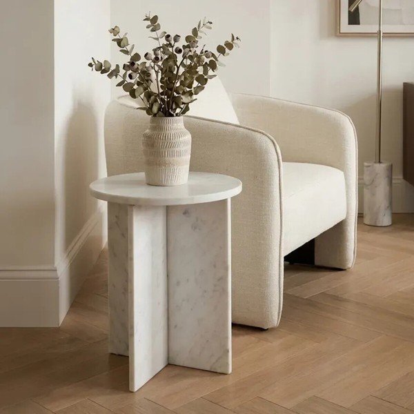 Márvány kerek tárolóasztal ø 40 cm Savio – Premier Housewares-image-1