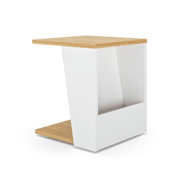 Dohányzóasztal tölgyfa dekoros asztallappal 40x40 cm Albi - TemaHome-image-2