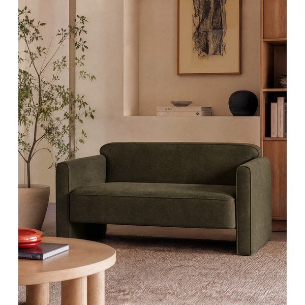 Zöld bársony kanapé 140 cm Abby – Micadoni -image-1