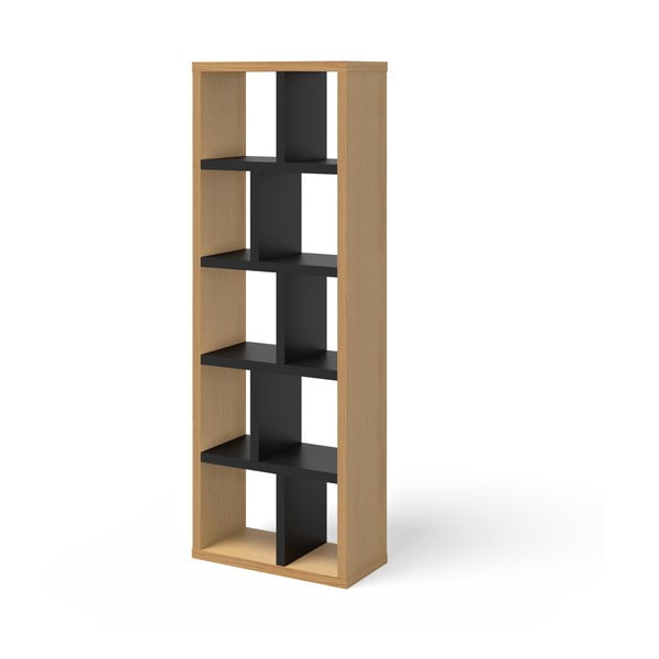 Fekete-natúr színű könyvespolc tölgyfa dekorral 70x198 cm Berlin – TemaHome-image-3