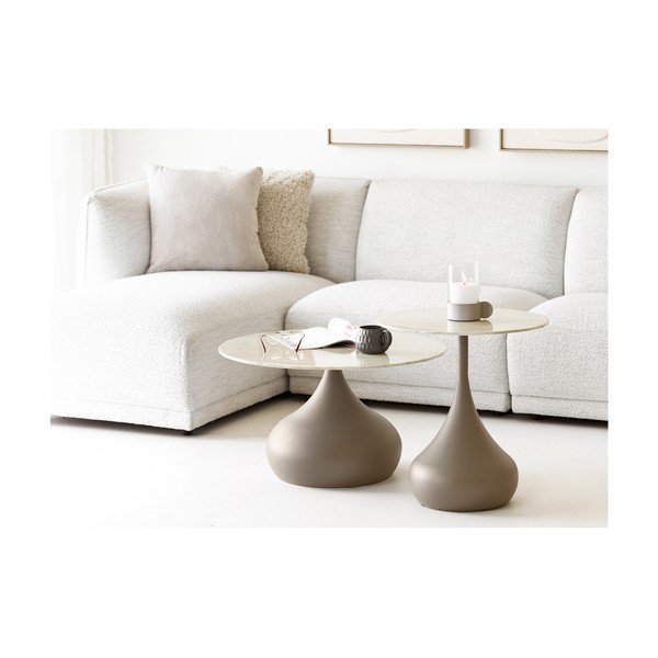 Khaki kerek dohányzóasztal üveg asztallappal ø 70 cm Pienza – House Nordic-image-1
