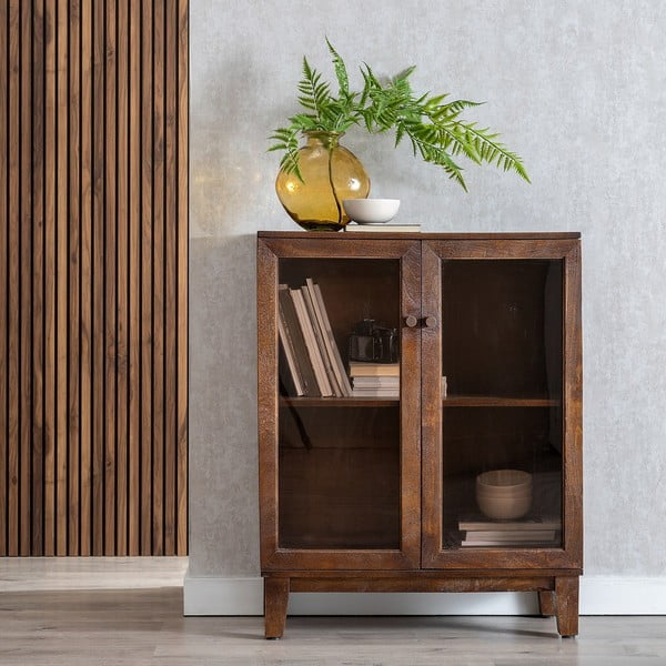 Barna mangófa tálalószekrény 80x100x40 cm Ravi – Ixia-image-1