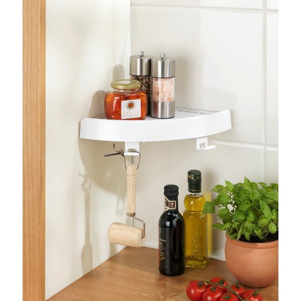 Fehér sarok öntapadós műanyag fürdőszobai polc Quick-Fit – Allstar-image-1