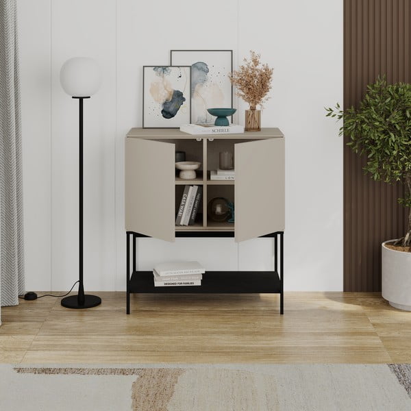 Fekete-krémszínű szekrény 80x90x40 cm Amira – Marckeric-image-2