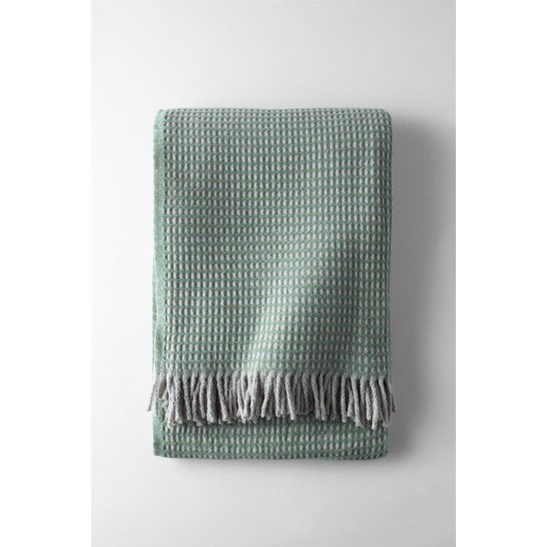 Zöld pamutkeverék takaró 140x180 cm Uniwaffle – Euromant
