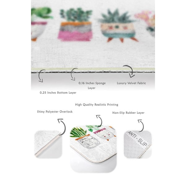 Fehér bársony fürdőszobai kilépő szett 2 db-os 60x100 cm Succulent – Mila Home-image-3