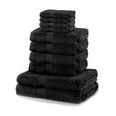 Marina Black szett 8 fekete törölközővel és 2 fürdőlepedővel - DecoKing