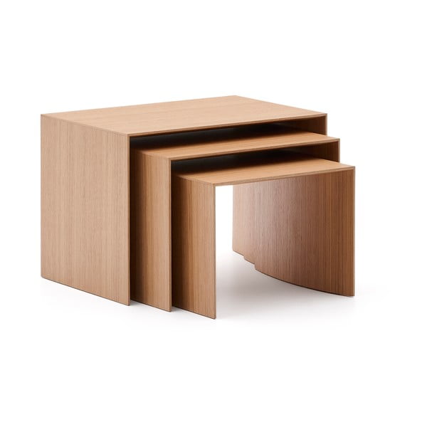 Tárolóasztal szett  tölgyfa dekorral 3 db-os 40x60 cm Litto – Kave Home