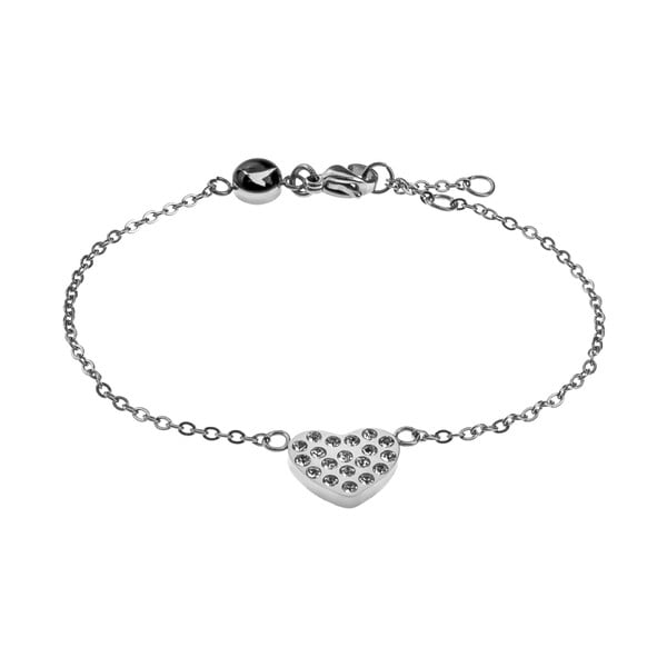 Crystal Heart női ezüstszínű rozsdamentes acél karkötő - Emily Westwood