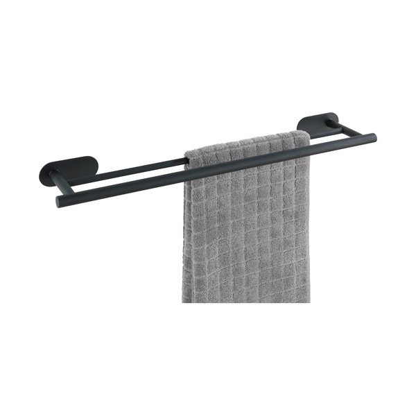 Orea Rail Duo Turbo-Loc® rozsdamentes acél matt fekete dupla fali törölköző tartó - Wenko-image-3