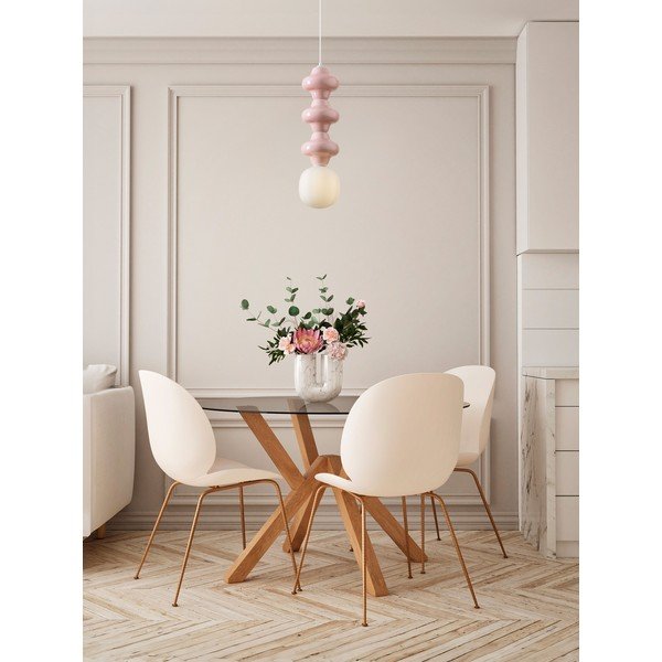 Fehér-világos rózsaszín kerámia függőlámpa üveg búrával ø 18 cm Clio – Nova Luce-image-2