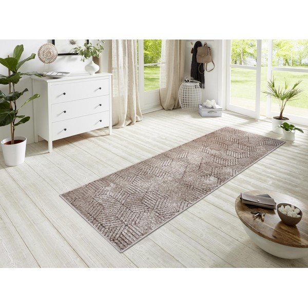 Lux Polygon barna futószőnyeg, 70 x 200 cm - Hanse Home-image-1