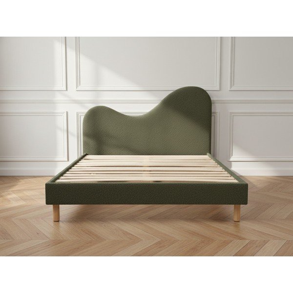 Zöld kárpitozott kárpitozott franciaágy ágyráccsal 160x200 cm Celina – Bobochic Paris-image-3
