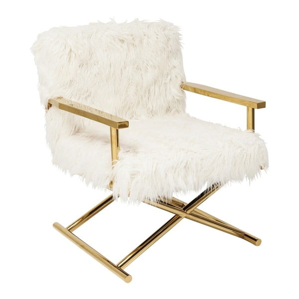 Mr Fluffy fehér fotel aranyszínű részletekkel - Kare Design
