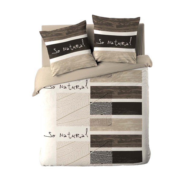 Barna kétszemélyes-hosszabbított háromrészes pamut ágyneműhuzat 260x240 cm So Natural – douceur d'intérieur