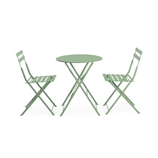 Zsályaszínű acél kétszemélyes kerti étkezőgarnitúra Austin – Bizzotto