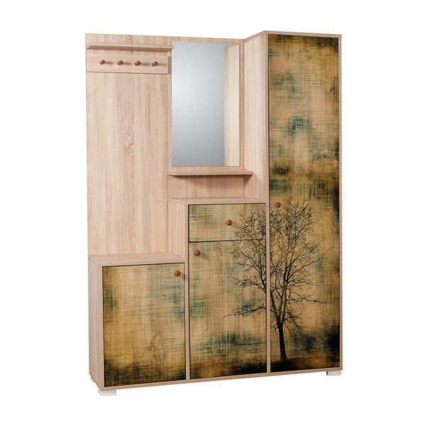 Kardelen Tree barna tükrös előszoba szekrény, magasság 188 cm
