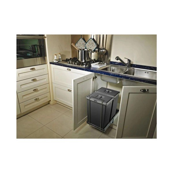 Szürke műanyag szelektív beépíthető szemetes 42+42 l Ecofil – Elletipi-image-1