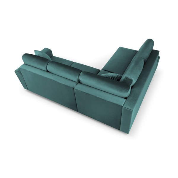 Petróleum színű bársony kinyitható tárolóhelyes sarokkanapé (bal oldali-L alakú) Kyoto – Cosmopolitan Design-image-4