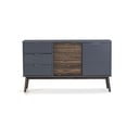 Antracitszürke-sötétbarna borovi fenyő alacsony komód 140x80 cm Nussa – Marckeric