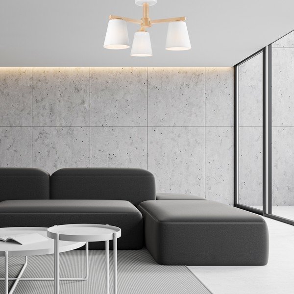 Fehér mennyezeti lámpa textil búrával ø 15 cm Ellie – LAMKUR-image-2