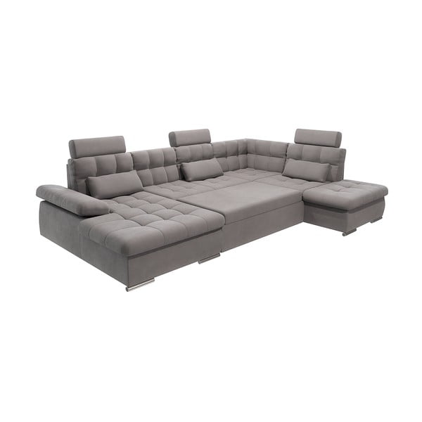 Szürke kinyitható tárolóhelyes sarokkanapé (jobb oldali-U alakú) Merkur – Ropez-image-2