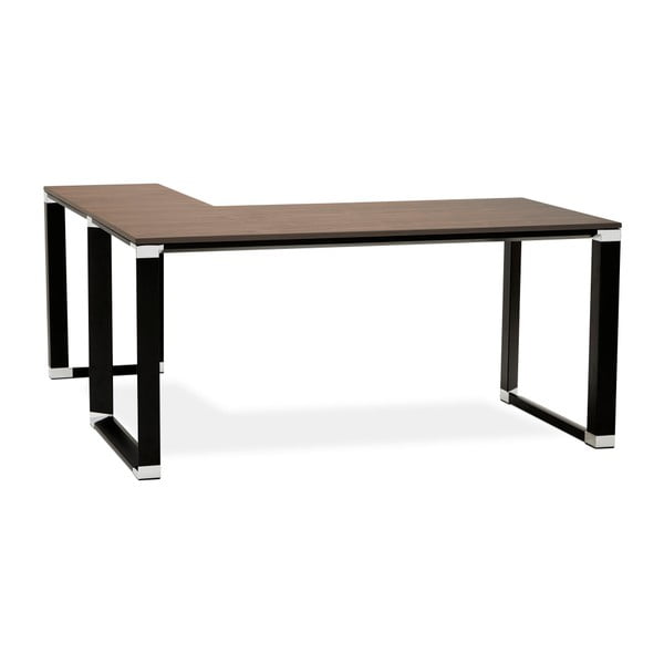 Warner fekete sarok íróasztal diófa dekoros asztallappal - Kokoon
