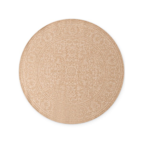 Bézs-elefántcsont színű kerek kültéri-beltéri szőnyeg ø 160 cm Duet Kona – NORTHRUGS