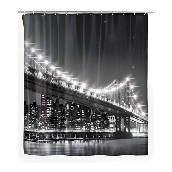 Led Brooklyn Bridge szürke zuhanyfüggöny, 180 x 200 cm - Wenko