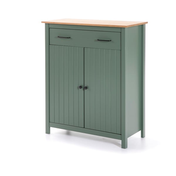 Zöld-natúr színű borovi fenyő magas komód 90x110 cm Miranda – Marckeric-image-2