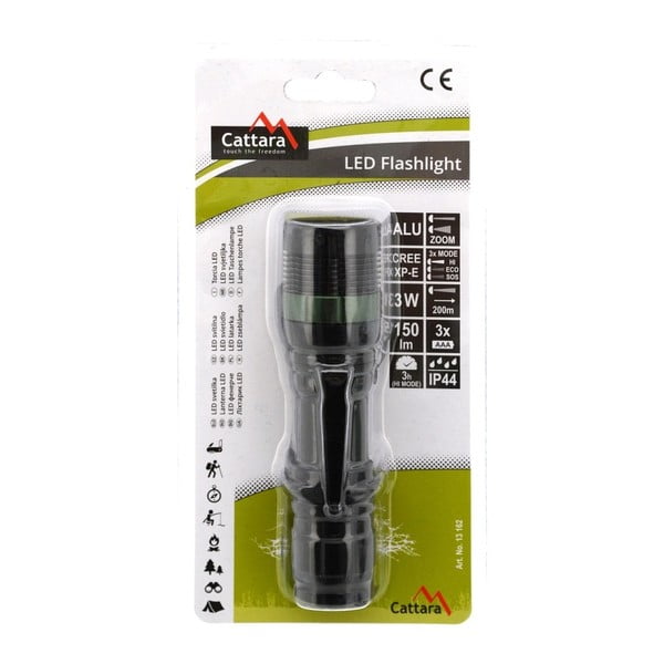 ZOOM fekete LED zseblámpa - Cattara-image-4