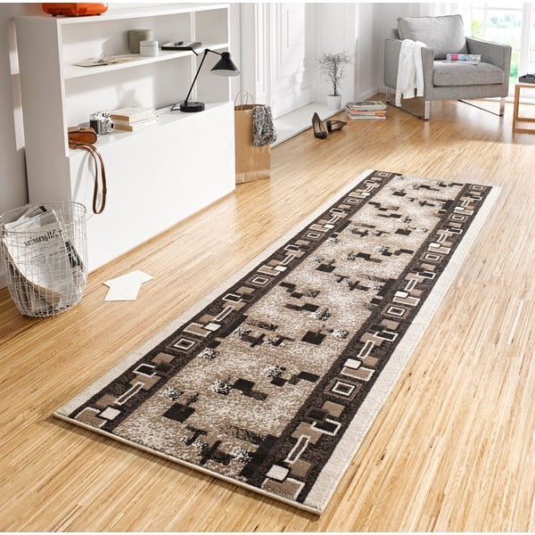 Barna futószőnyeg típusú szőnyeg 80x250 cm Cube – Hanse Home-image-1