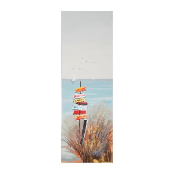 Beach Signpost kézzel festett kép fenyőfa keretben, 30 x 90 cm - Mauro Ferretti