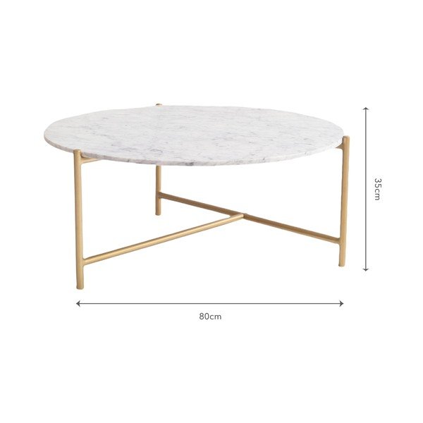 Fehér márvány kerek dohányzóasztal ø 80 cm Morgans – Really Nice Things-image-3