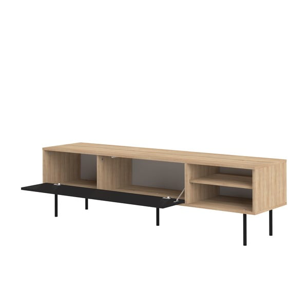 Fekete-natúr színű TV-állvány tölgyfa dekorral 165x40 cm Ampère – TemaHome-image-3