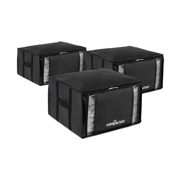 Fekete vákuumos műanyag tárolódoboz szett 3 db-os 42x40x25 cm Black Edition – Compactor-image-2