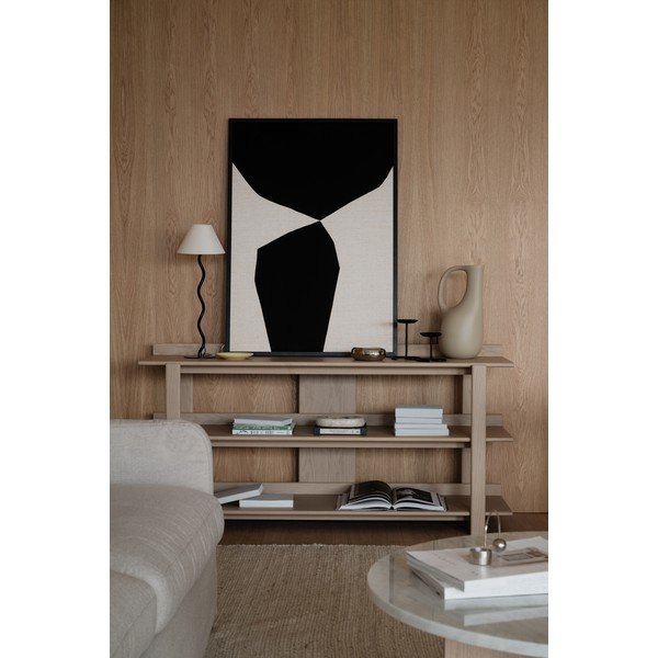 Világos natúr színű konzolasztal tölgyfa dekoros asztallappal 43x150 cm Kilian – Rowico-image-3