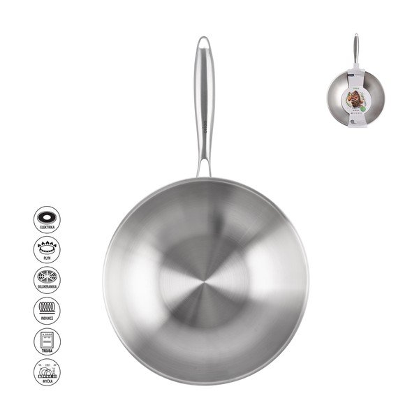 Wok rozsdamentes acél serpenyő ø 30 cm Steela – Orion-image-4