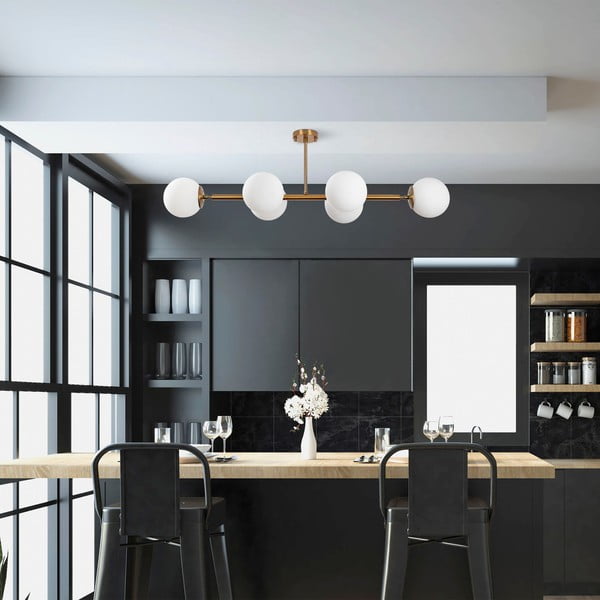 Fehér-aranyszínű mennyezeti lámpa üveg búrával 40x110 cm Fazli – Opviq lights-image-1