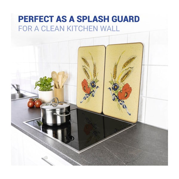 Edzett üveg tűzhely fedőlap szett 2 db-os 52x30 cm Corn-Flowers – Maximex-image-4