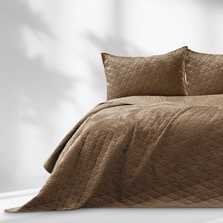 Világosbarna bársony steppelt ágytakaró 240x260 cm Laila – Restilo