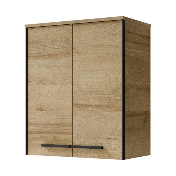 Natúr színű fali fürdőszoba szekrény tölgyfa dekorral 72x60 cm Quickset 395 – Pelipal-image-1