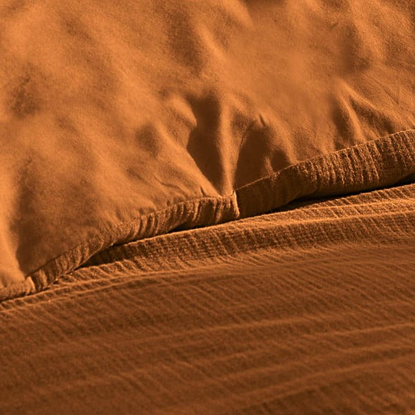 Narancssárga-barna kétszemélyes-hosszabbított muszlin ágyneműhuzat 240x220 cm Angelia – douceur d'intérieur-image-1