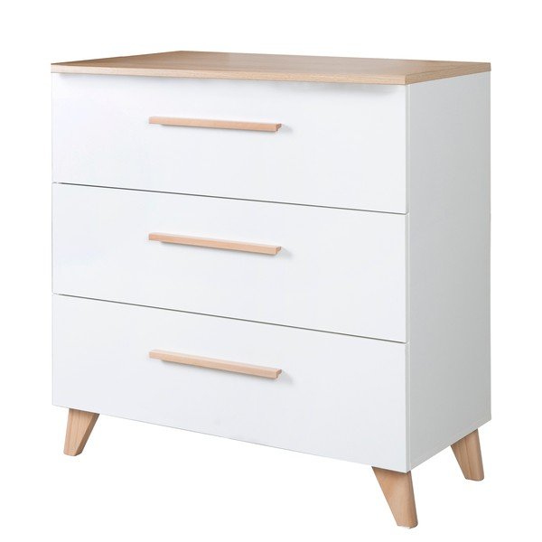 Fehér gyerek komód pelenkázó feltéttel, tölgyfa dekorral 88,5x99x76 cm Léon – Roba-image-4