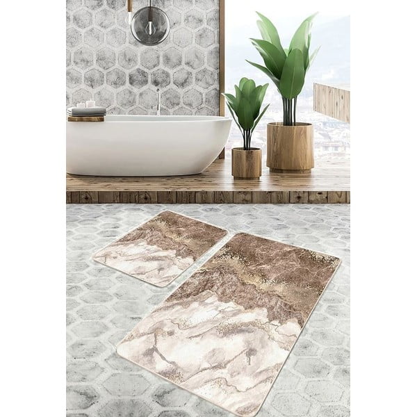 Barna fürdőszobai kilépő szett 2 db-os 60x100 cm – Mila Home-image-3